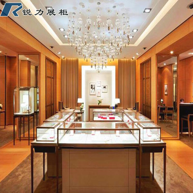 实木珠宝展柜 周六福珠宝展示柜 商场黄金展示柜专业设计定做