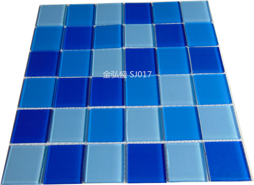 泳池马赛克,**蓝色玻璃材质 泳池水晶马赛克