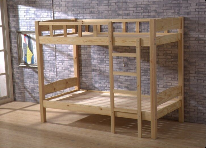 大量供应南充实木家具 公寓床 学生床 高低床 松木床