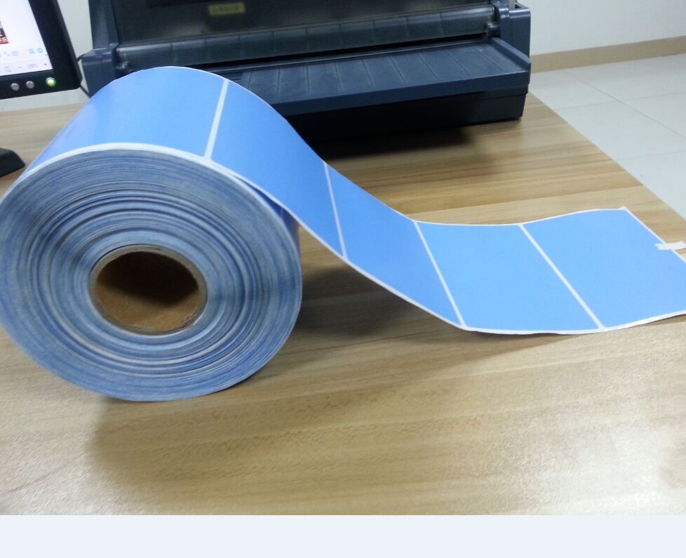 彩色蓝色100X65X1000张单排铜版纸不干胶条形码标签纸打印纸定制