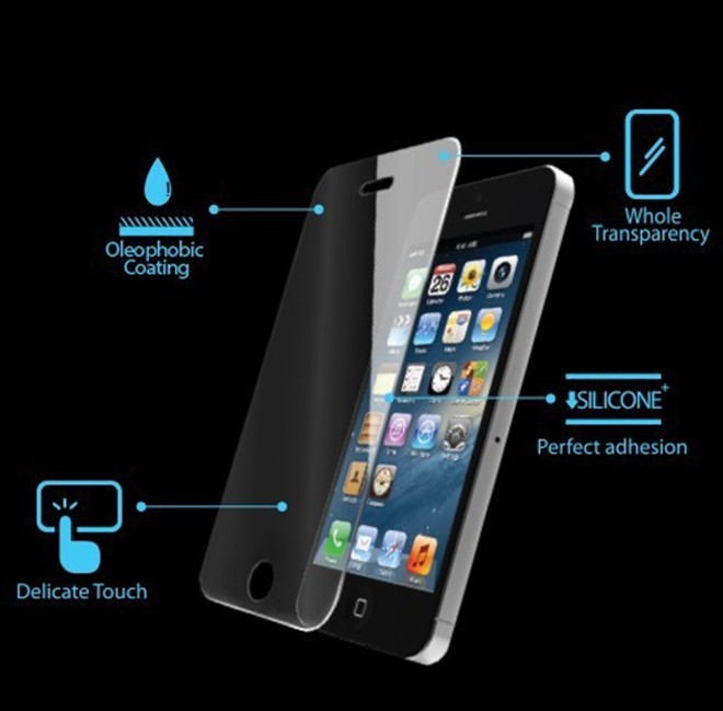 iPhone5钢化玻璃前膜 彩色高清钢化膜 较薄防爆膜0.15钢化玻璃膜