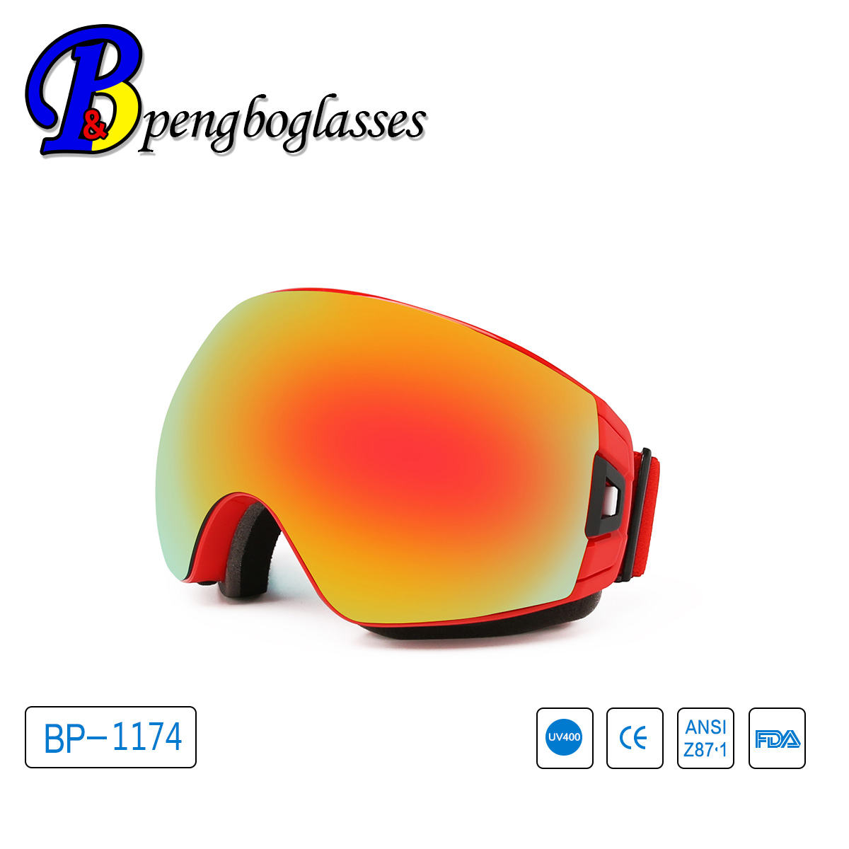 彭博供应滑雪眼镜登山护目镜双层防雾防风眼镜滑雪镜可换片