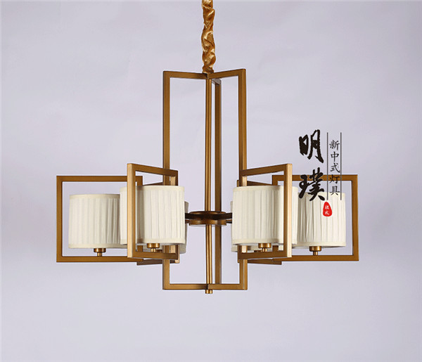 中式吊灯 布艺新中式吊灯 圆形客厅中式吊灯定制品牌