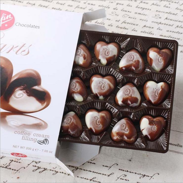 比利时原装进口批发嘉芙莲贝壳形心形巧克力制品200g