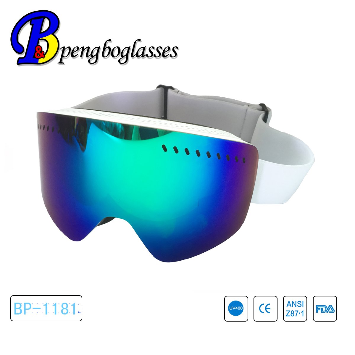 新款冬季**可自由拆换双层大球面滑雪眼镜 带通风透气孔 护目镜