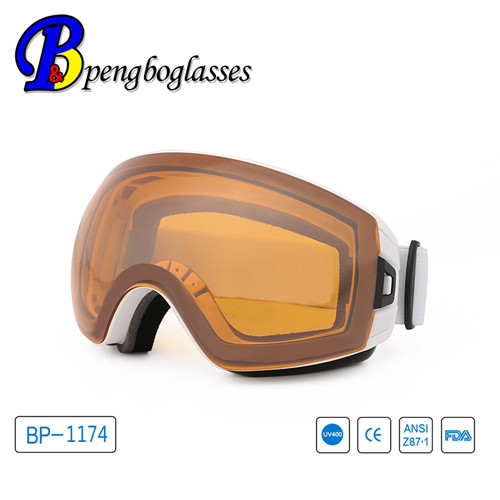 滑雪眼镜工厂FDA认证 欧美外销可定制LOGO更换款式护目镜桔片