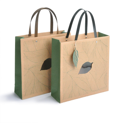 高档创意牛皮纸礼品开窗绿色茶叶袋子定制印刷