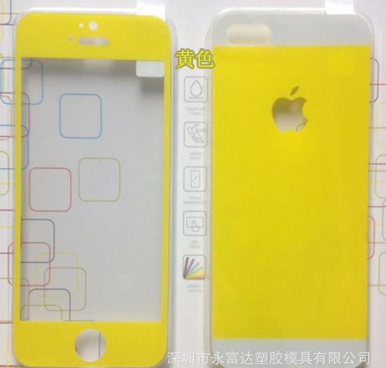 iPhone 5s彩色手机钢化玻璃膜 **强抗划痕，苹果5s黄色钢化膜