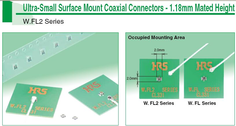 HRS W.FL2系列射频线与连接器替代品