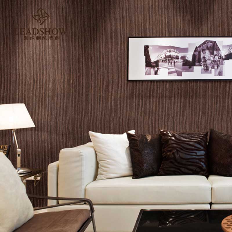 领绣现代简约素色墙布定制 客厅卧室纯色条纹背景墙满铺 流锦