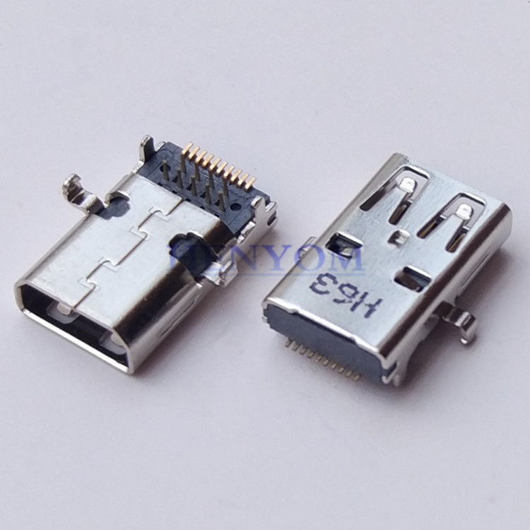 MICRO HDMI D型 19P加长型母座沉板0.9mm 前插后贴