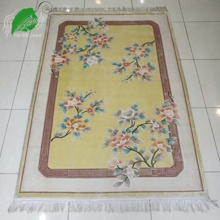 亿丝经典中式牡丹花开富贵厚实脚感实惠纯手工真丝地毯122x183cm