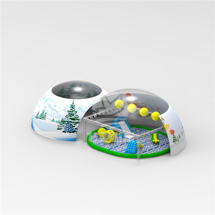 广州市飞鱼游乐充气大雪山透明圆**可见天空雪山帐篷充气卡通玩具儿童游乐设备