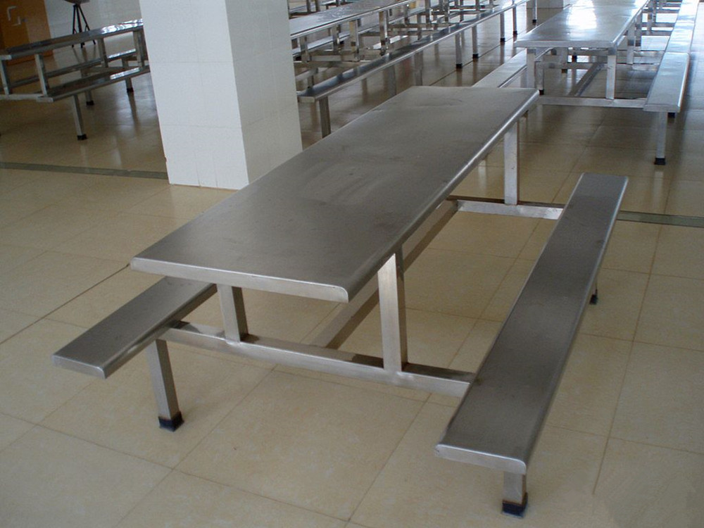 现货供应不锈钢餐桌椅-食堂不锈钢餐桌椅-不锈钢连体餐桌椅