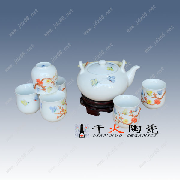 青花玲珑礼品瓷茶具图片 陶瓷茶具批发厂家