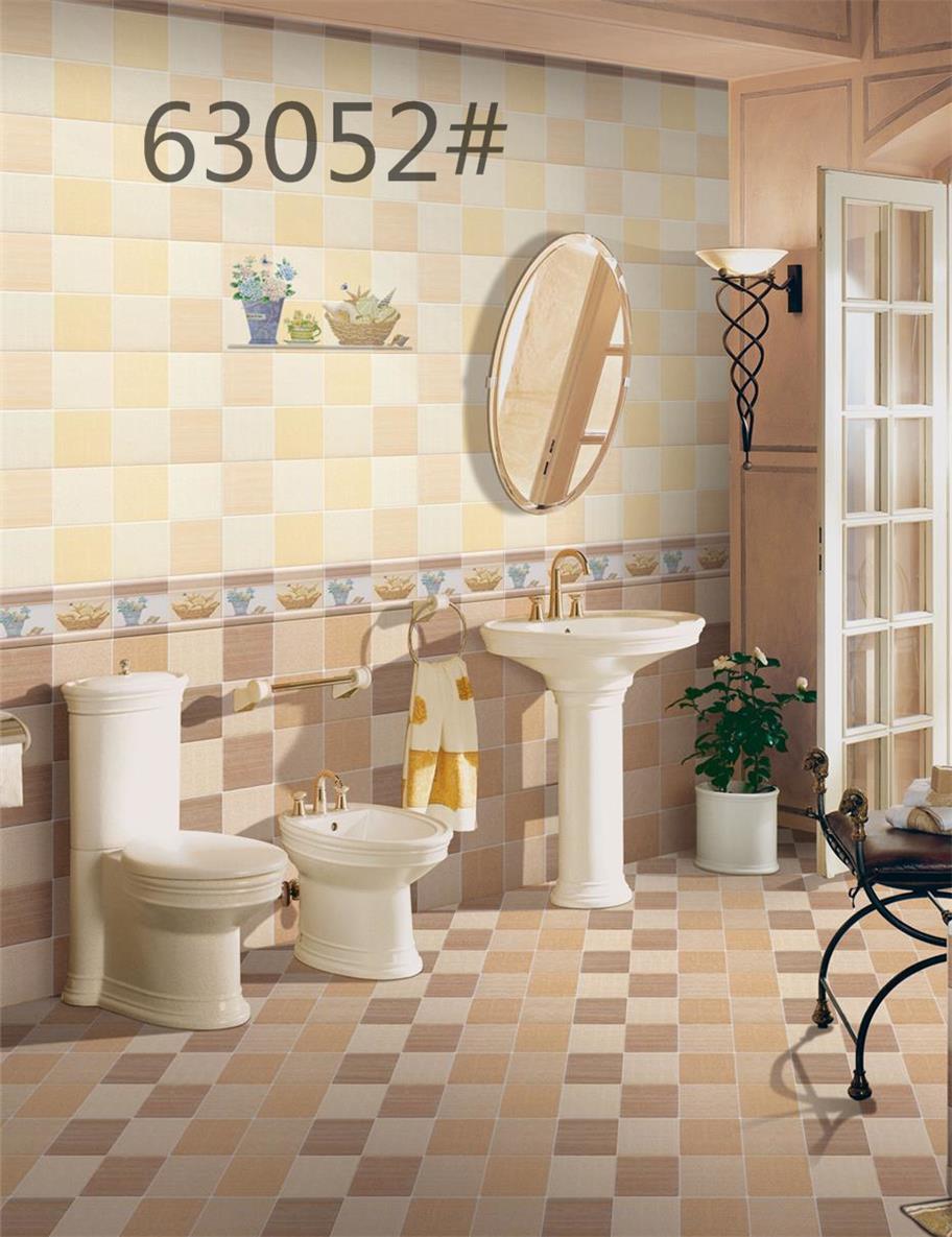 厨房卫生间喷墨不透水仿古内墙砖厂家批发布纹格子瓷砖63052