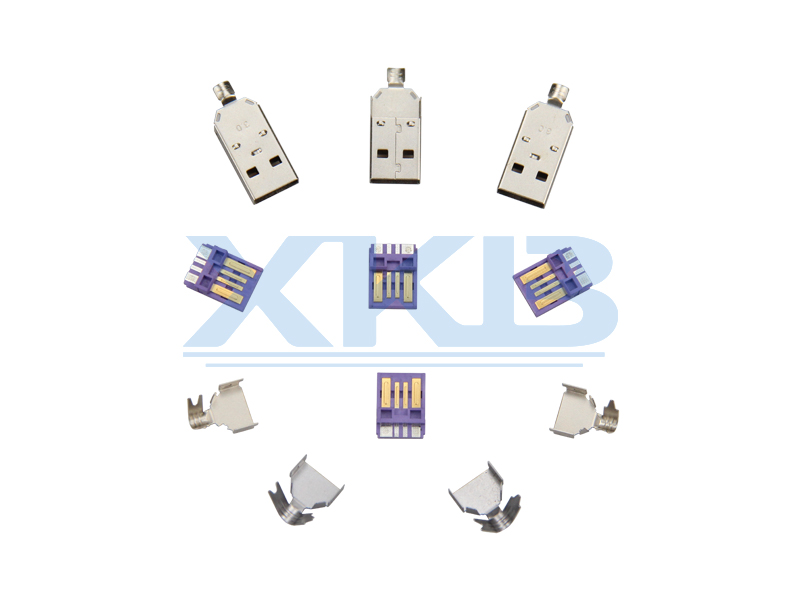 华为大电流快充连接器接口 蓝色紫色胶芯 A公头三件套USB连接器