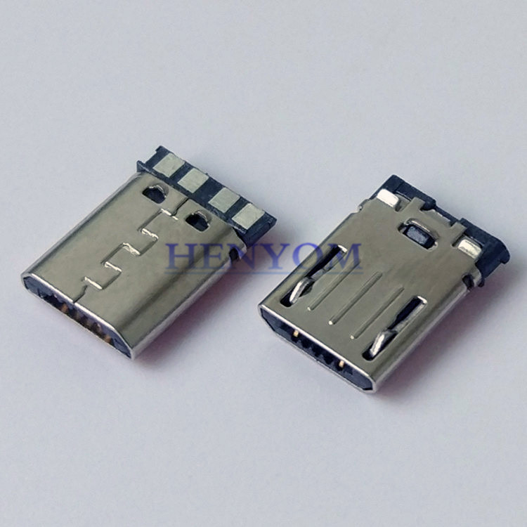 MICRO USB 5P公头焊线式 **短成员后四L=9.5 外露6.0 带卡位卡勾