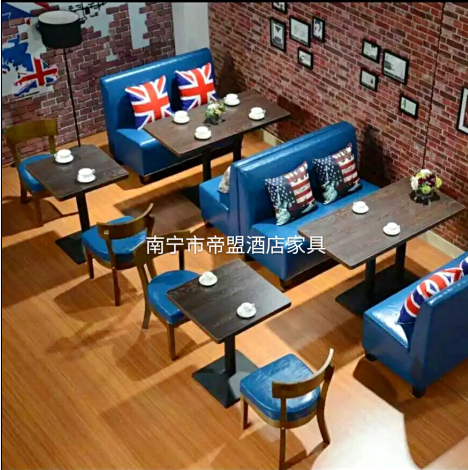 广西南宁市茶餐厅 西餐厅桌椅组合批发小吃店奶茶店桌椅批量定制