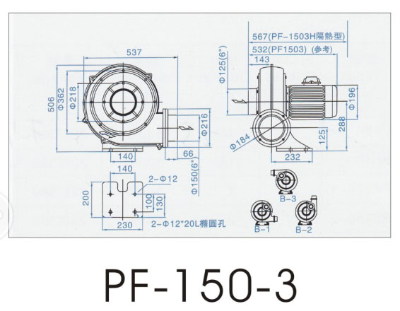 PF150-3耐高温型中压鼓风机