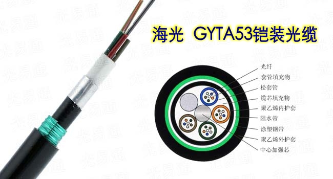 海光GYTA53松套管层绞式加强铠装单模12芯室外光缆︱直埋光缆︱管道光缆︱水底光缆