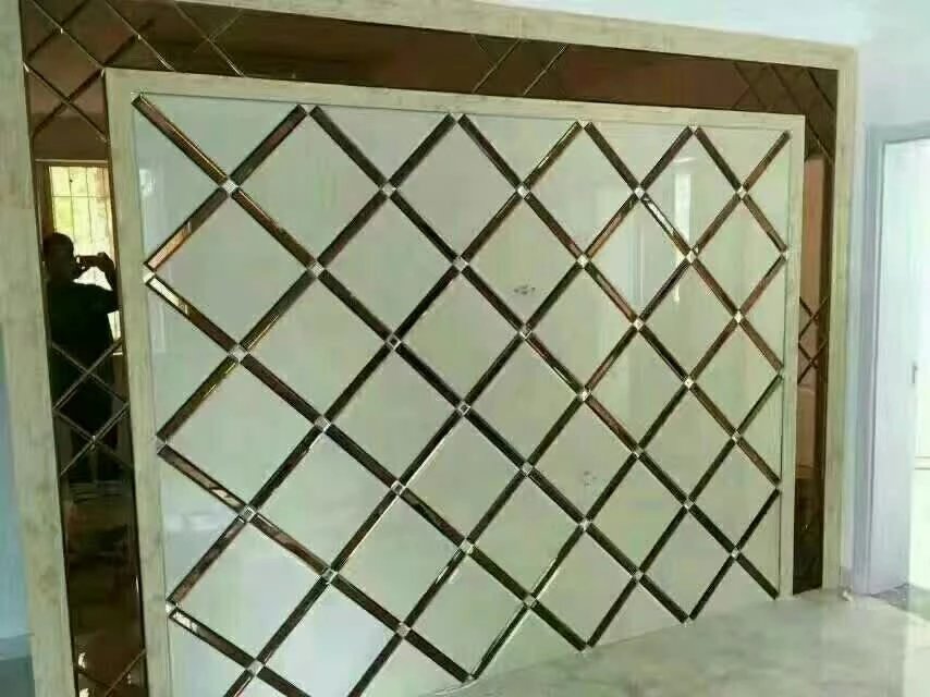 微晶石玻璃金属件拼镜背景墙形象墙餐厅玄关定制背景墙影视墙