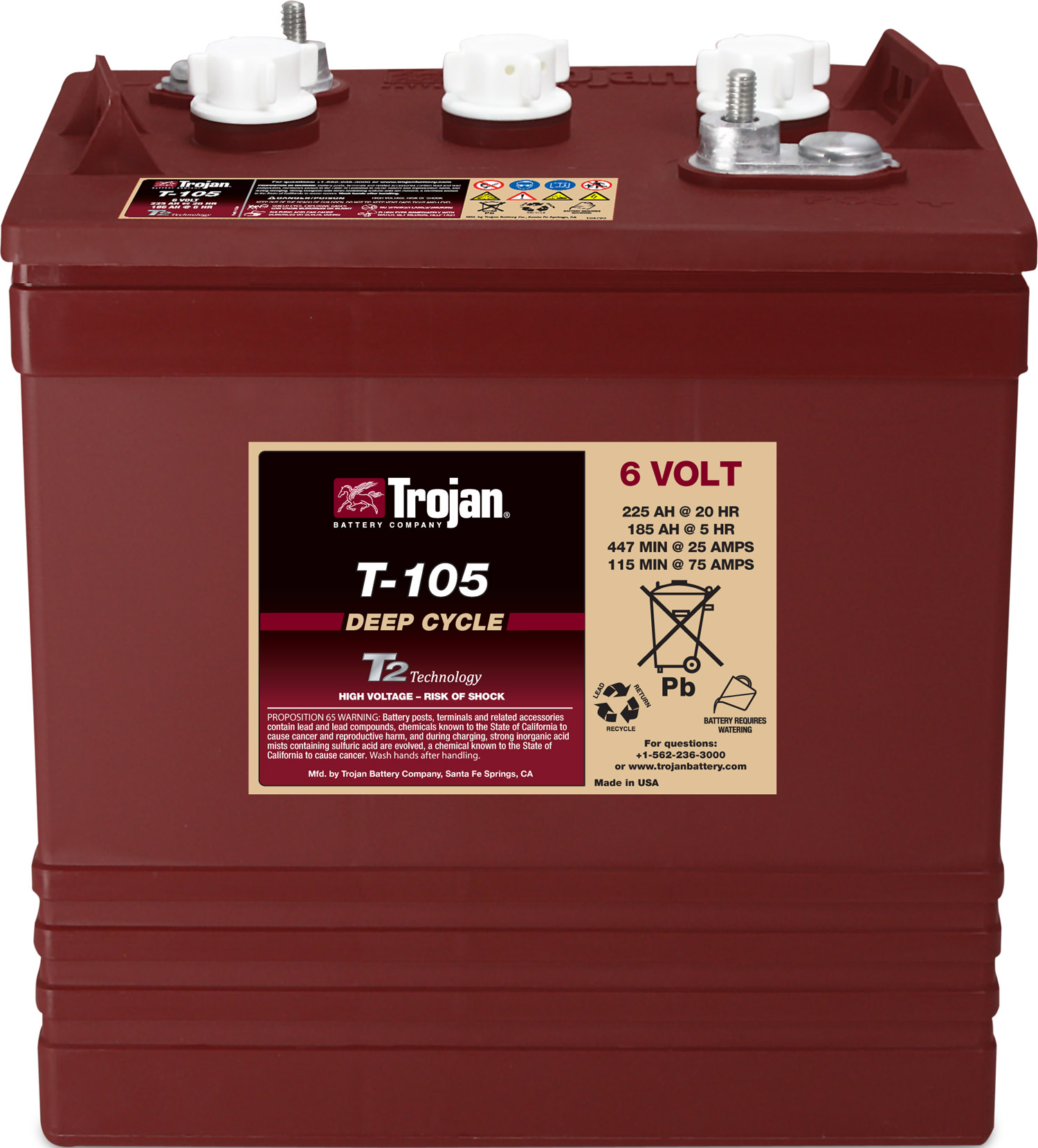 美国Trojan邱健蓄电池T-105 6V225AH价格