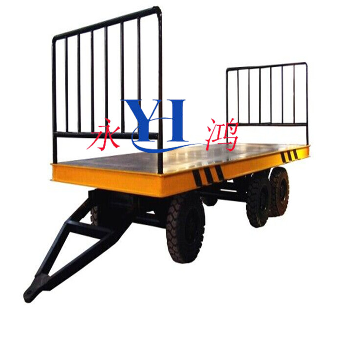 专业厂家加工定制3-4吨四轮平板拖车，车间用货物运输车生产厂家