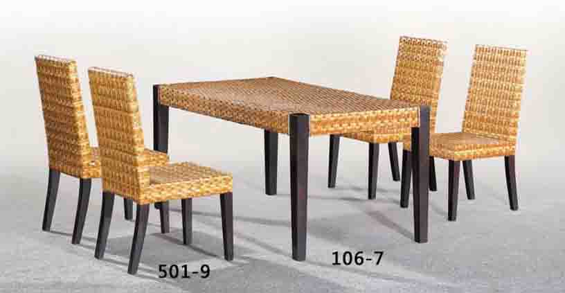 厂家批发直销藤木餐桌餐椅 餐厅藤餐椅 长方形桌藤编餐台 桌椅组合