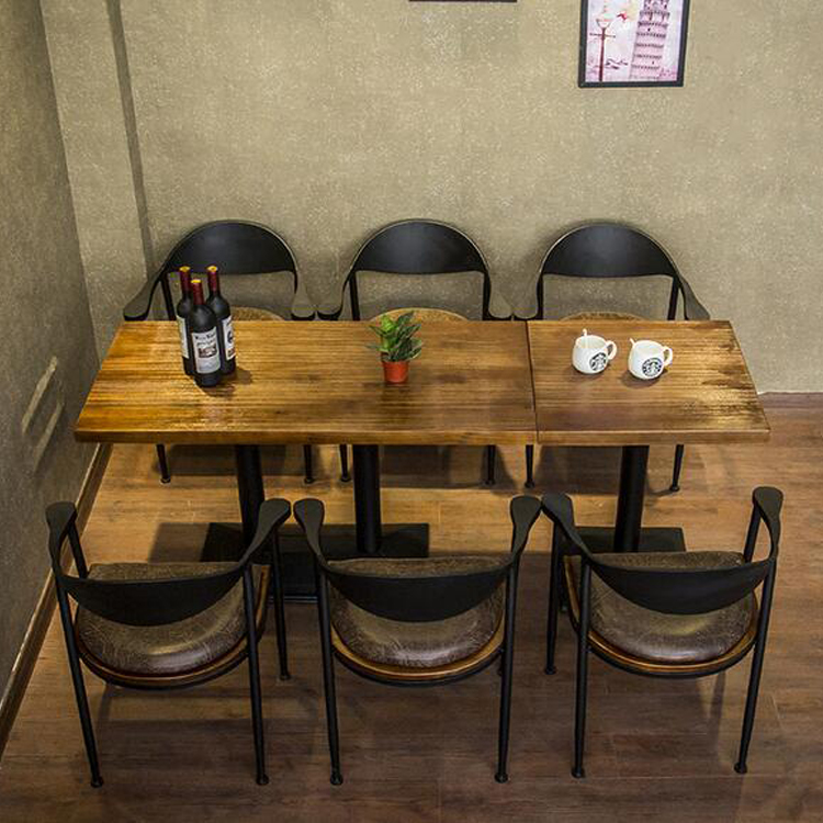 做旧餐桌椅定制，复古餐厅桌子椅子，铁木结合餐桌椅加工厂