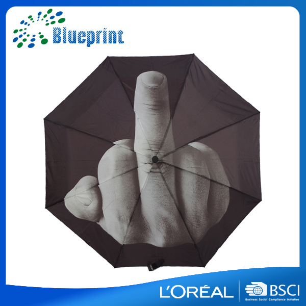 雨伞制造厂创意个性三折中指伞 雨伞折叠伞三折伞
