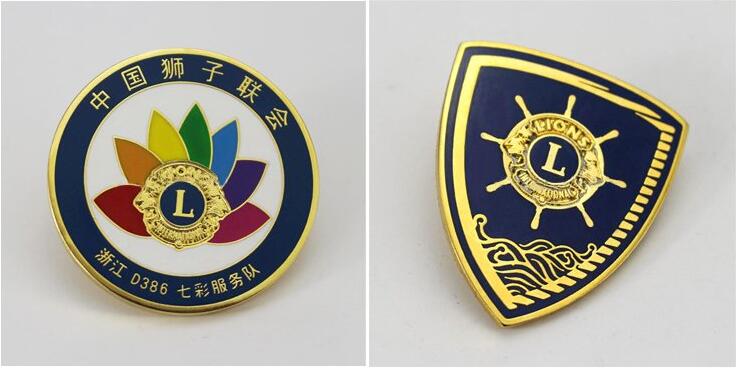 广东狮子会徽章优质供应工厂高档镶钻胸章订做