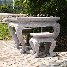 厂家直销别墅庭院户外石桌石凳 园林景观花园正方形桌凳摆件