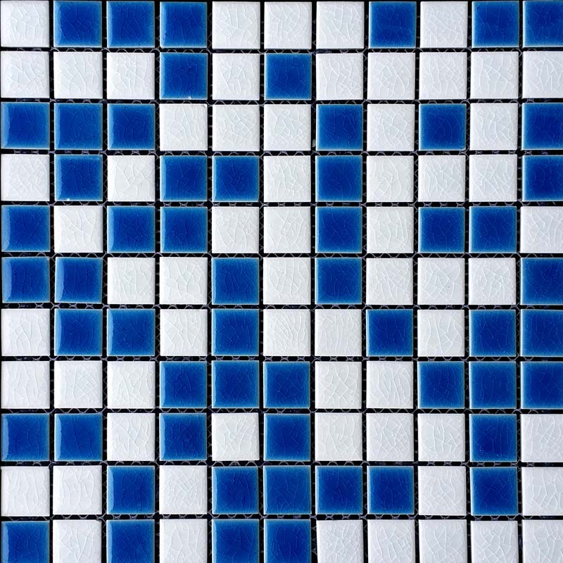 蓝白色游泳池马赛克瓷砖厂家