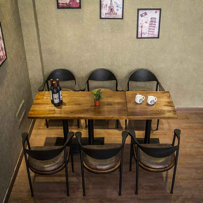 美式乡村铁艺餐桌茶餐厅实木桌子时尚休闲咖啡厅酒吧复古桌子定做
