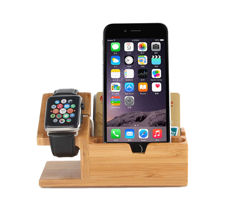 木制品苹果wath手表充电支架 苹果手机竹木质充电支架