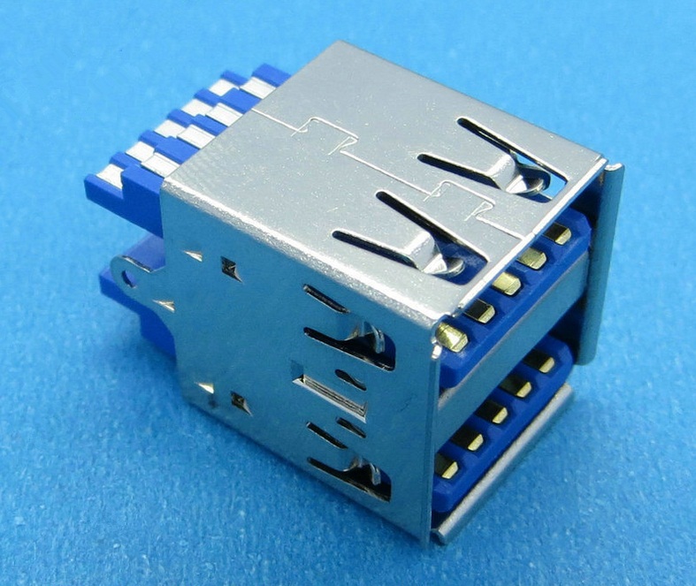 双层USB3.0母座/电脑3.0USB连接器