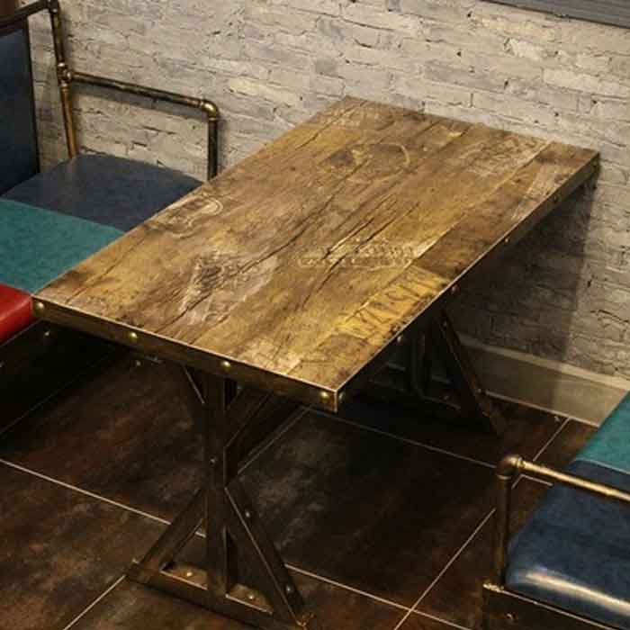美式创意复古实木铁艺成套桌椅 休闲咖啡厅酒吧奶茶店餐桌椅组合