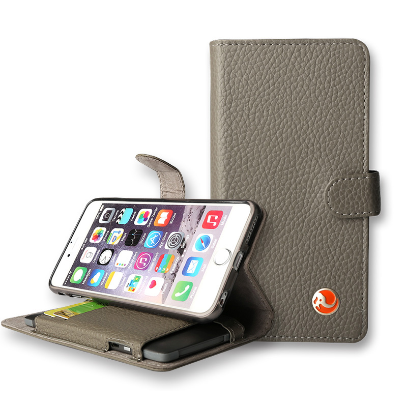 东莞苹果手机保护套iphone6新款纯色真皮带支架装充电宝手机配件厂家定制