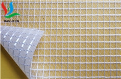PVC透明夹网布 文件袋面料 网格袋材料
