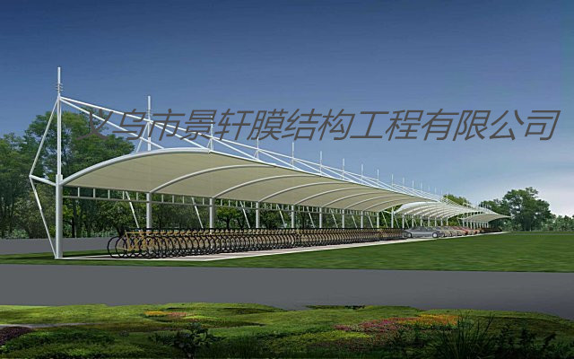 广东广州停车棚 供应商汽车遮阳棚 雨棚搭建PVDF膜材批发