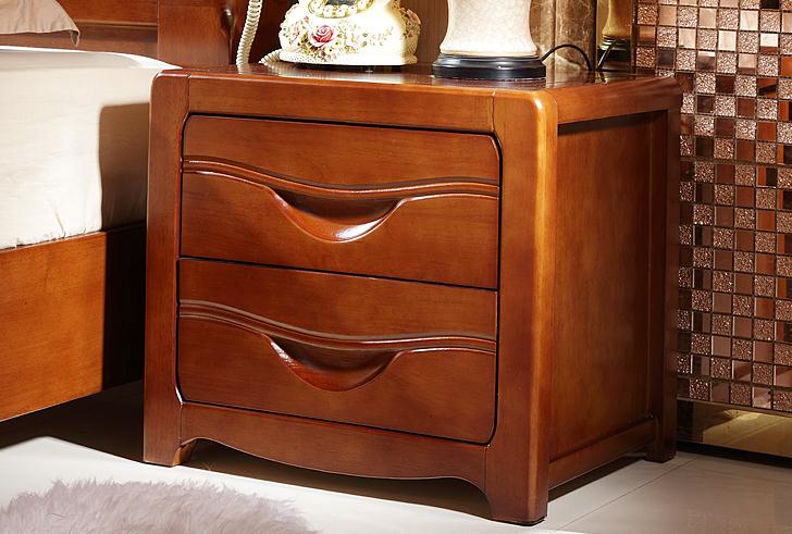 高档中式实木床头柜 储物 橡胶木床头柜