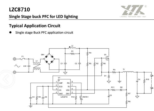 优劣势分析LED驱动电源方案，LZC8710菱奇 非隔离1-100W外置MOS管，**替代OB3330