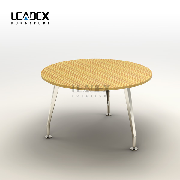 木质圆形会议台 直边台面板，电镀台架） MDS-E900-S-CR