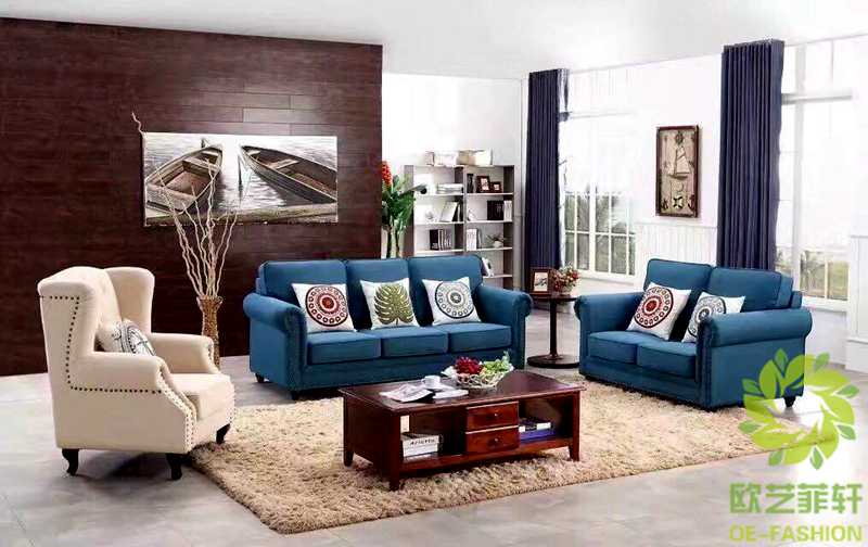 欧艺菲轩田园风格美式客厅沙发家具 定做尺寸颜色面料