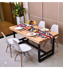 定制 美式复古铁艺餐桌长桌原木酒店饭桌简约现代实木办公桌书桌会议桌