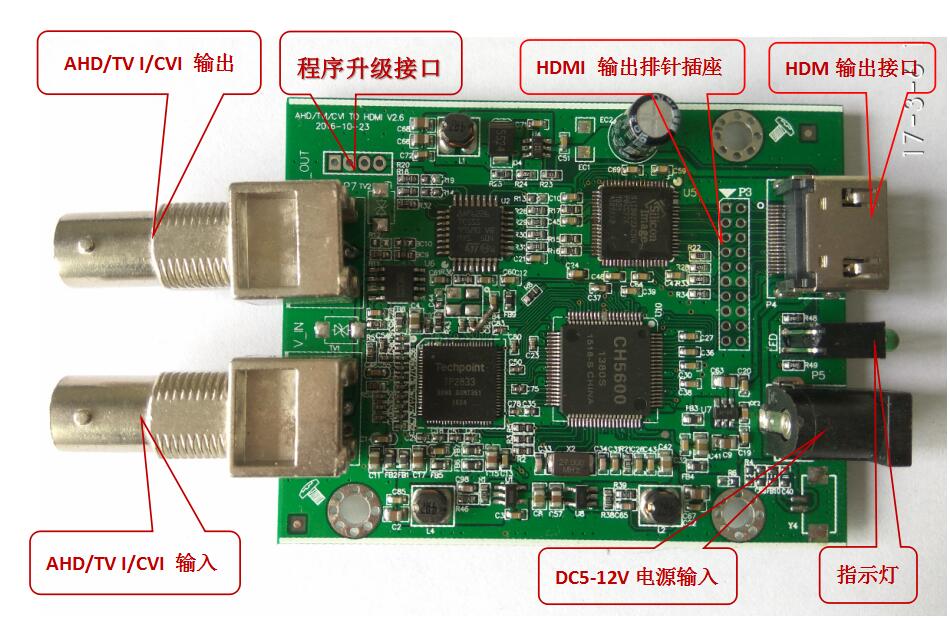 AHD/TVI/CVI转HDMI转换器方案平台，PCBA