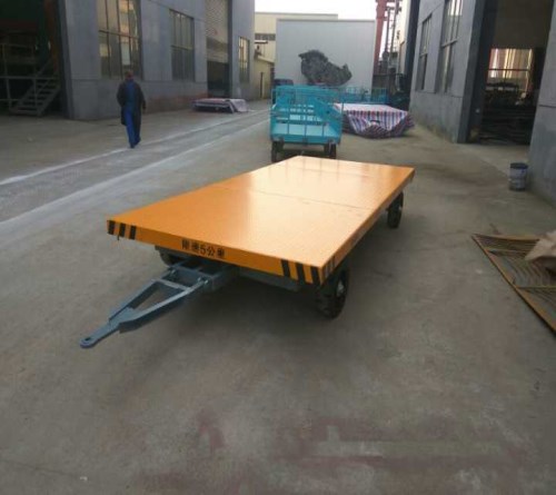 广东围栏平板拖车价格 10T厂区平板拖车直销 双牵引平板拖车