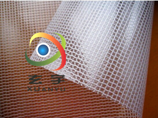大量现货供应0.3mm厚1.52米/1.37米PVC夹网布 透明网格布