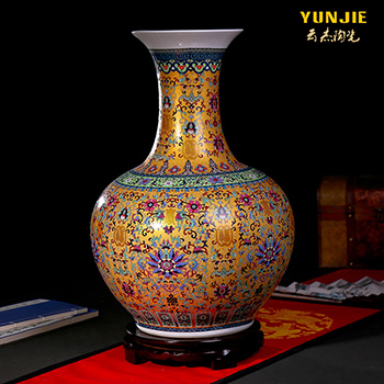 现代新中式陶瓷花瓶摆件简约花鸟罐彩绘客厅电视酒柜玄关摆设